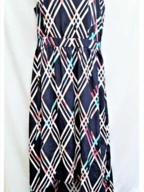 Anthropologi Maeve high low Navy Geometric Print Sleeveless Dress